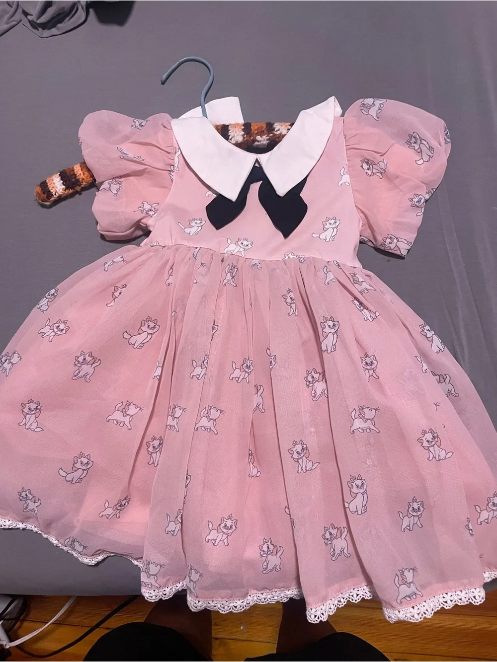 Girls Marie aristocats Print Dress with Peter Pan Collar